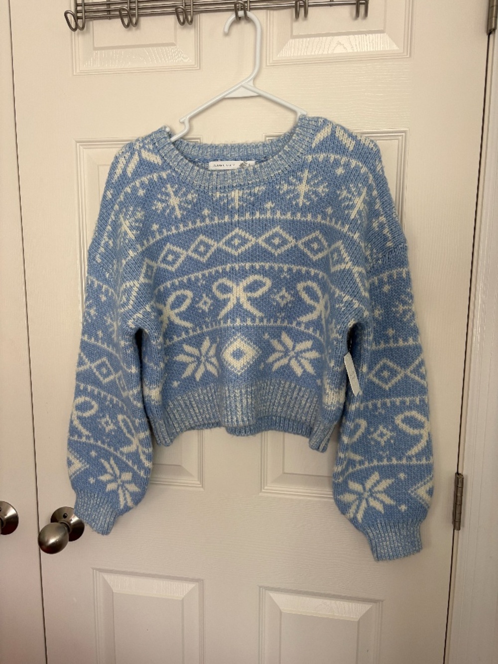 Altar'd State Aurora Knit Sweater, Blue, White, and Size: S